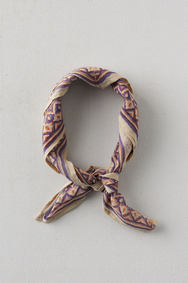 Block Print Cotton Bandana, Geo Border #1