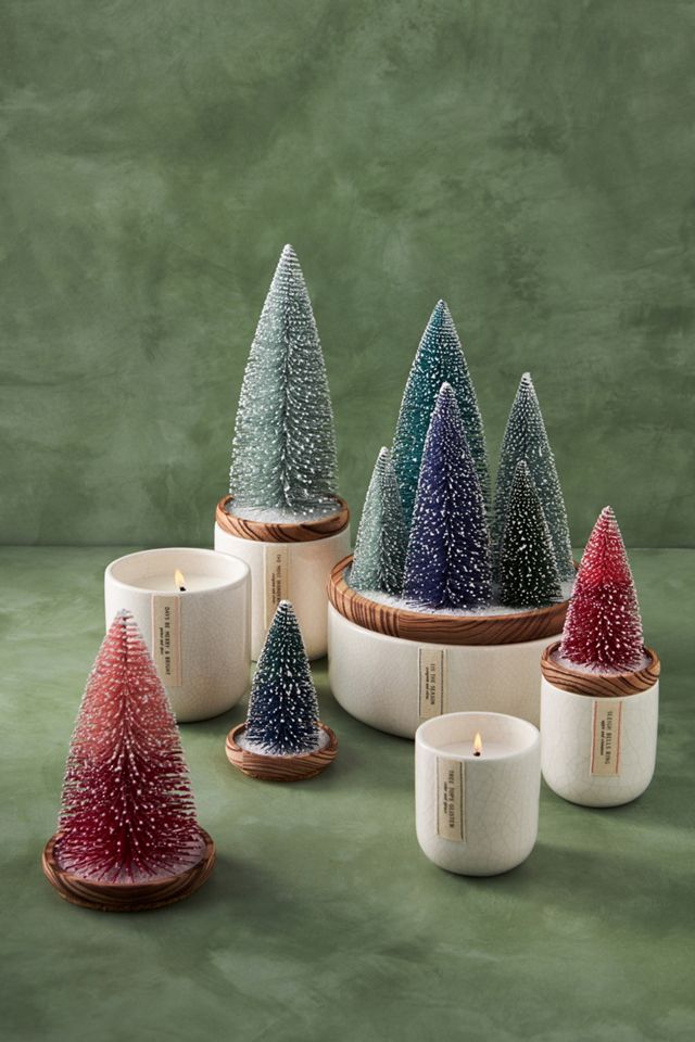 Frosted Bottle Brush Tree Candle #2