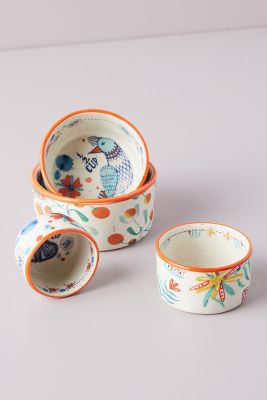 NIB Anthropologie Milton Measuring Cups Set of 4 Bright Colors Floral