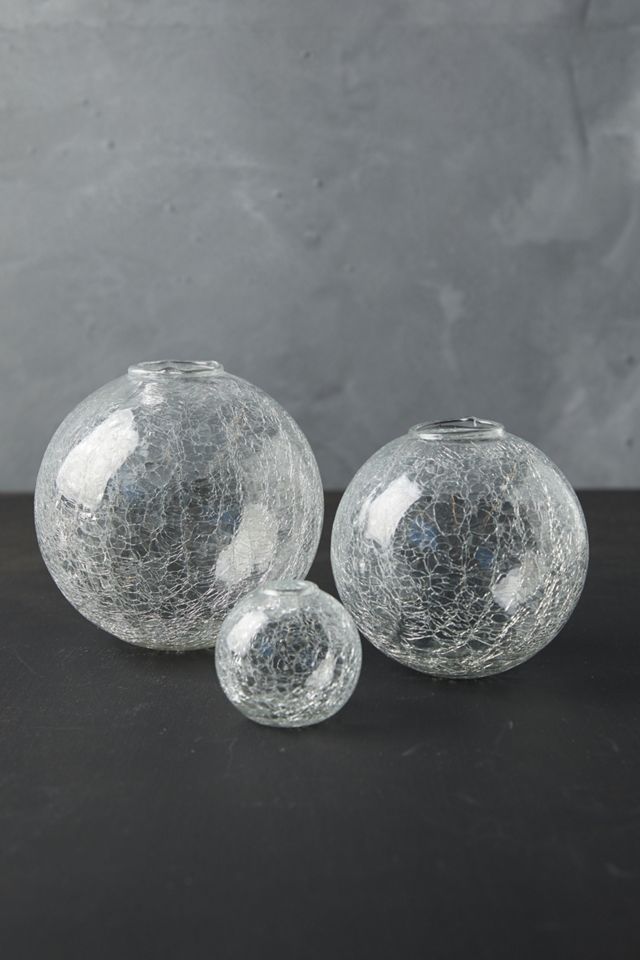 Crackle Glass Bauble Bud Vases, Set of 3 #1