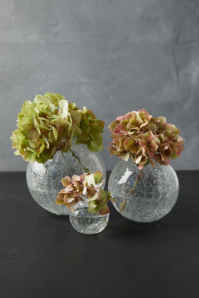 Crackle Glass Bauble Bud Vases, Set of 3