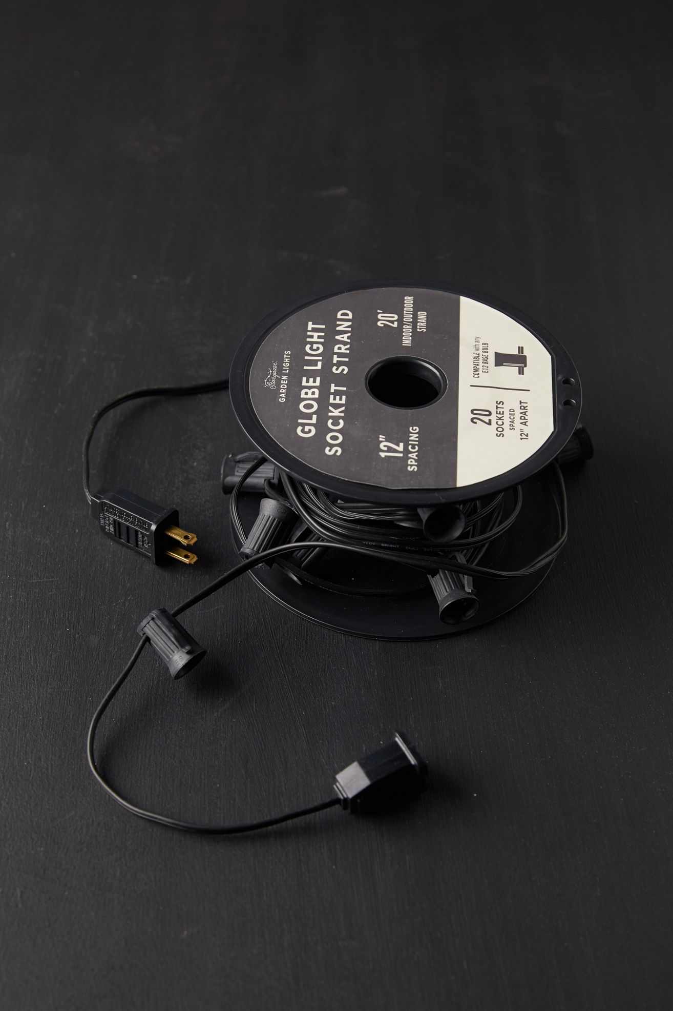 Stargazer Garden Lights Socket Strand, 20' - BLACK, One Size