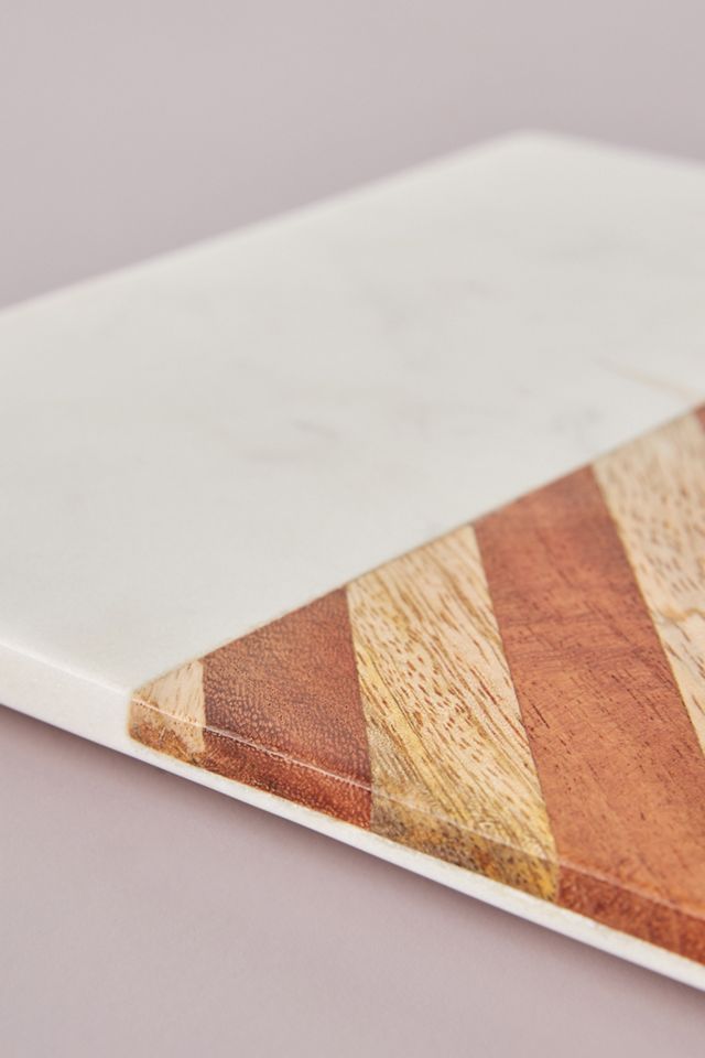 Planche à fromages en marbre à chevrons #1