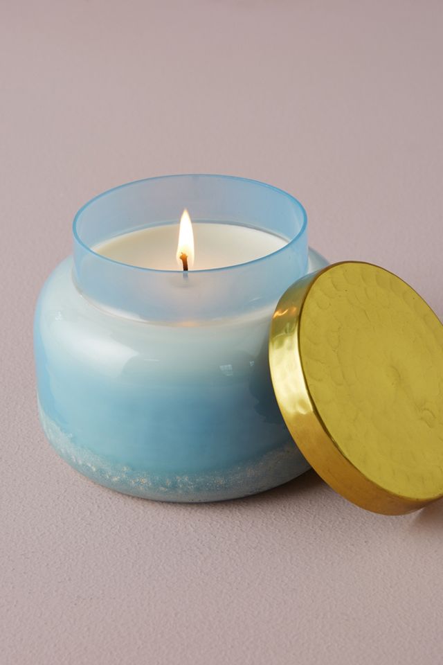 Capri Blue Candle Jar Iridescent Glass Copper Lid Anthropologie DIY Reuse  EMPTY