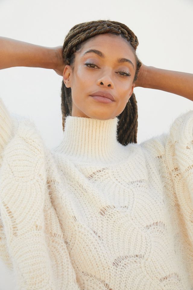 Rue Scalloped Turtleneck Sweater