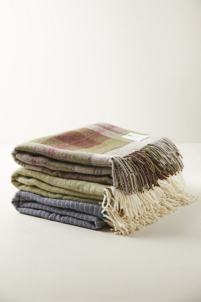 Merino Wool Marled Navy Throw #1