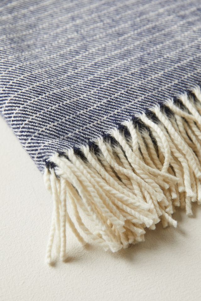 Merino Wool Marled Navy Throw #2