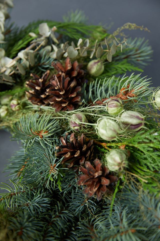Fresh Winter Frost Wreath with Ribbon #2