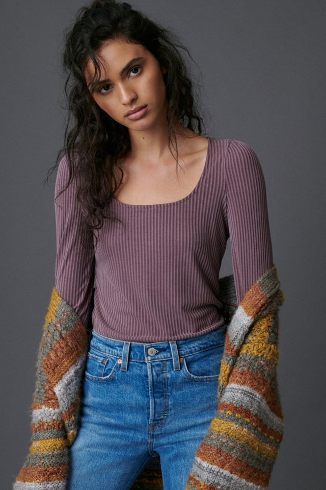 Ribbed Scoop Neck Top #1