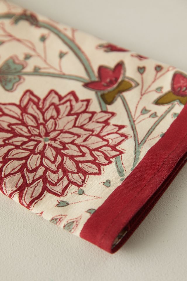 Burgundy + Olive Florals Tea Towel #2