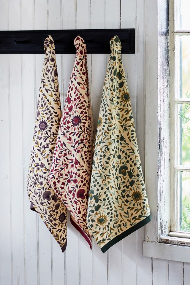 Topaz Flower + Leaf Tea Towel #1