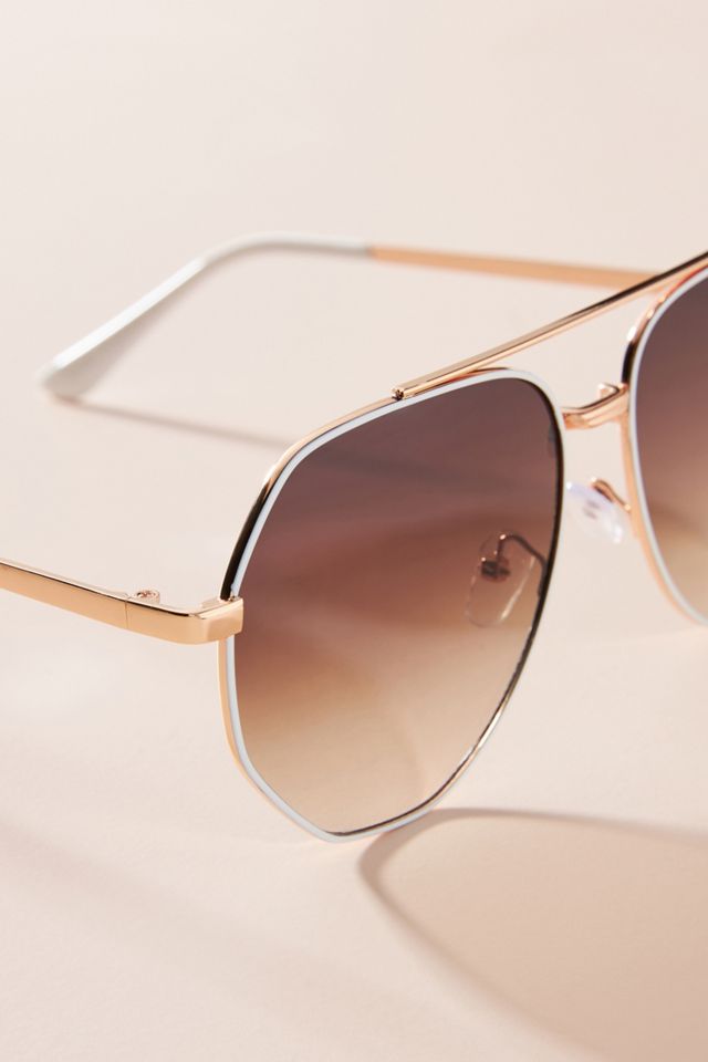 Basha Brow-Bar Aviator Sunglasses #2