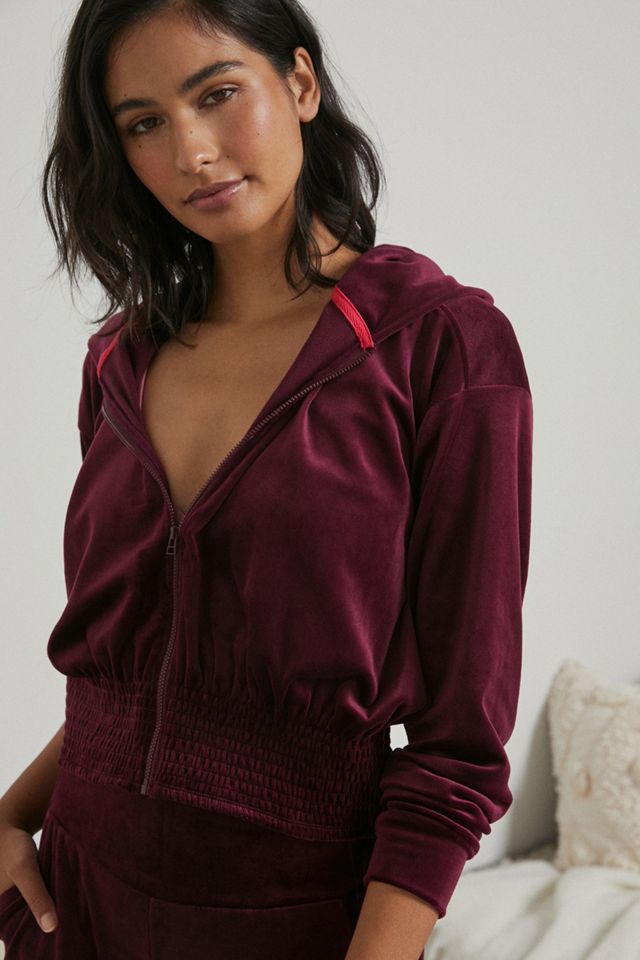 Catie Cropped Velvet Zip-Up Hoodie #2