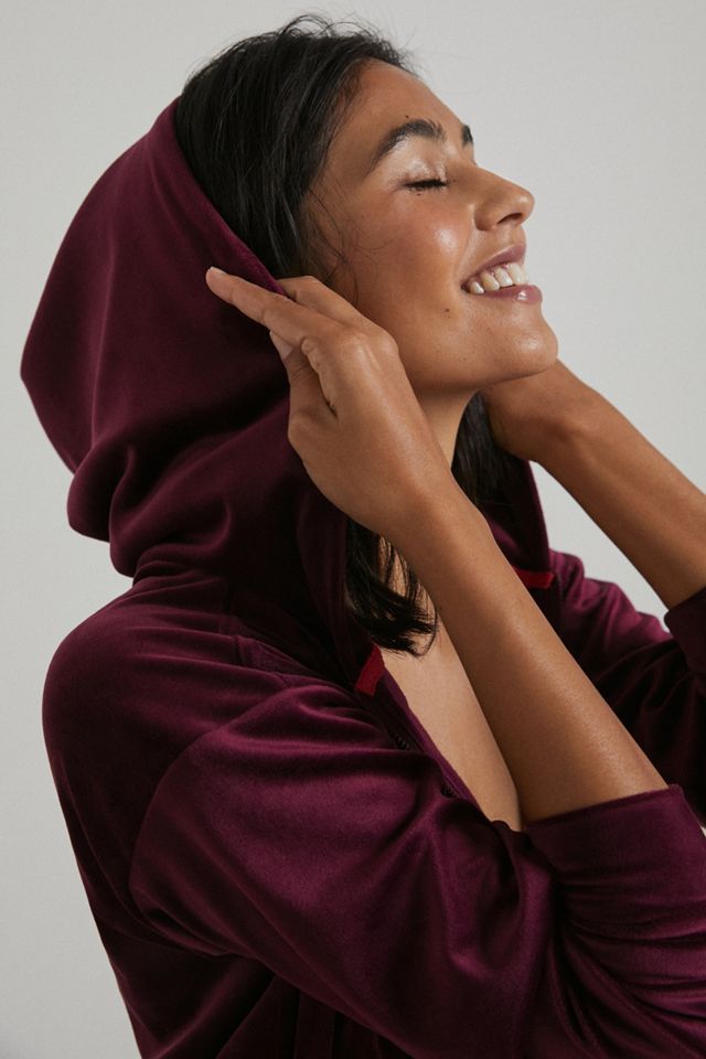 Catie Cropped Velvet Zip-Up Hoodie #3
