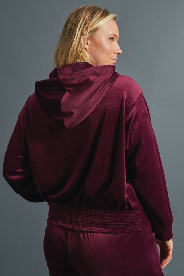 Catie Cropped Velvet Zip-Up Hoodie #6