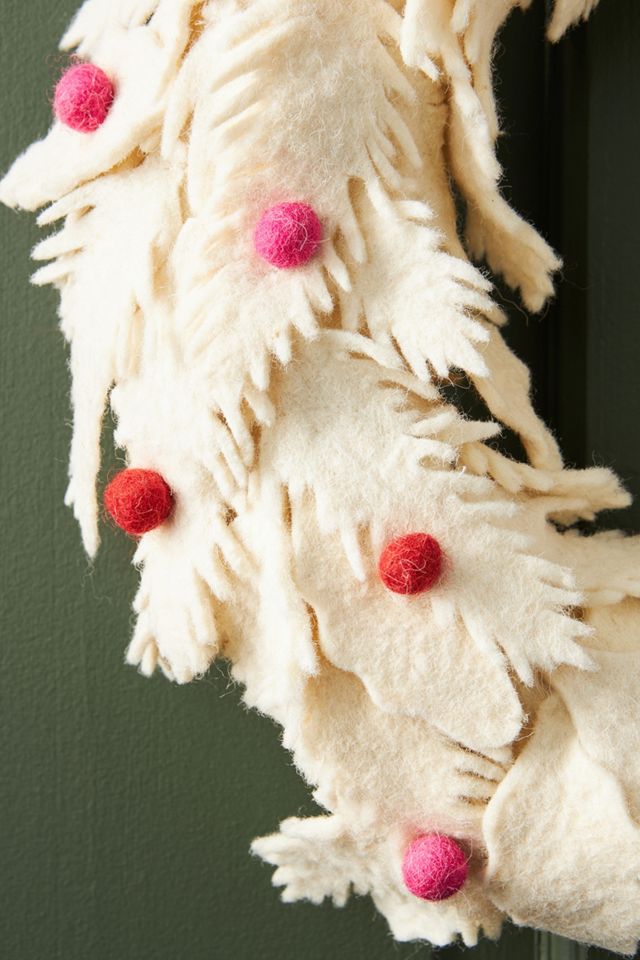 Berry Leaf Wool Wreath #1