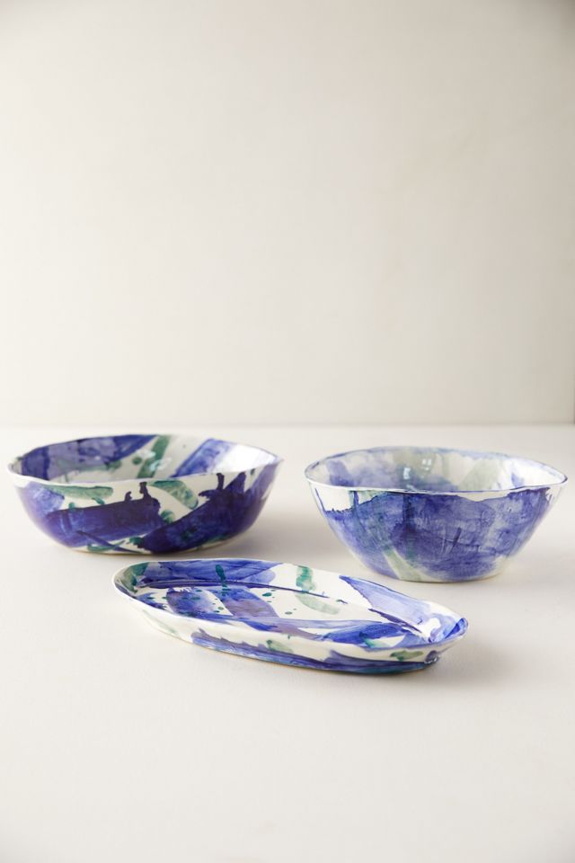 Color Swirl Porcelain Serving Bowl #1