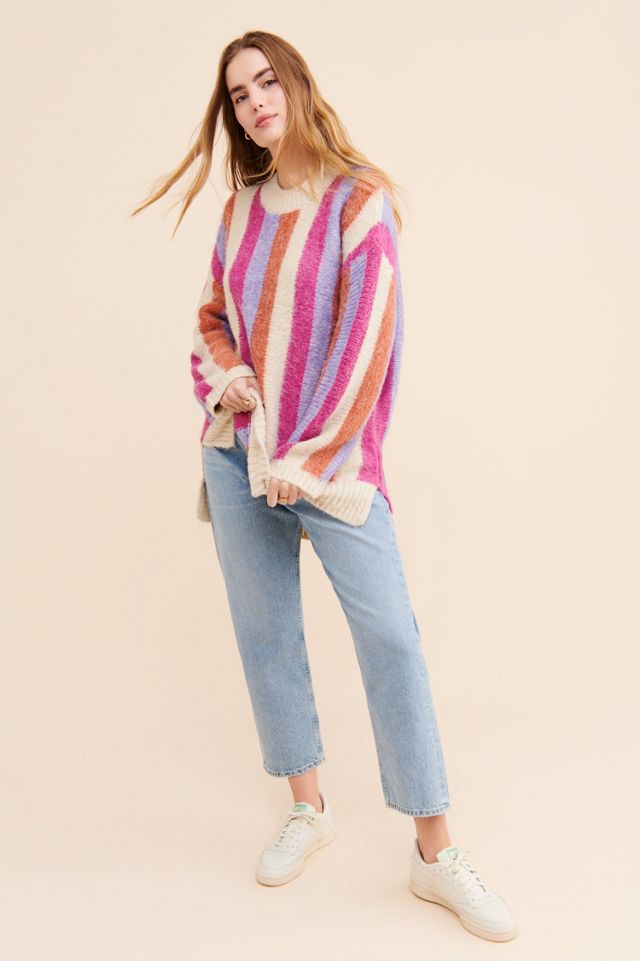 Moon River Striped High Low Sweater