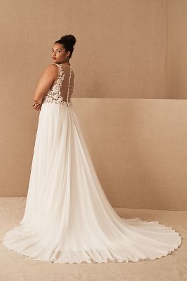 Jenny By Jenny Yoo Elinor Deep V-Neck Lace & Illusion Wedding Gown ...