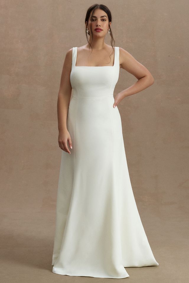 Jenny by Jenny Yoo Portia Square-Neck Fit & Flare Crepe Wedding