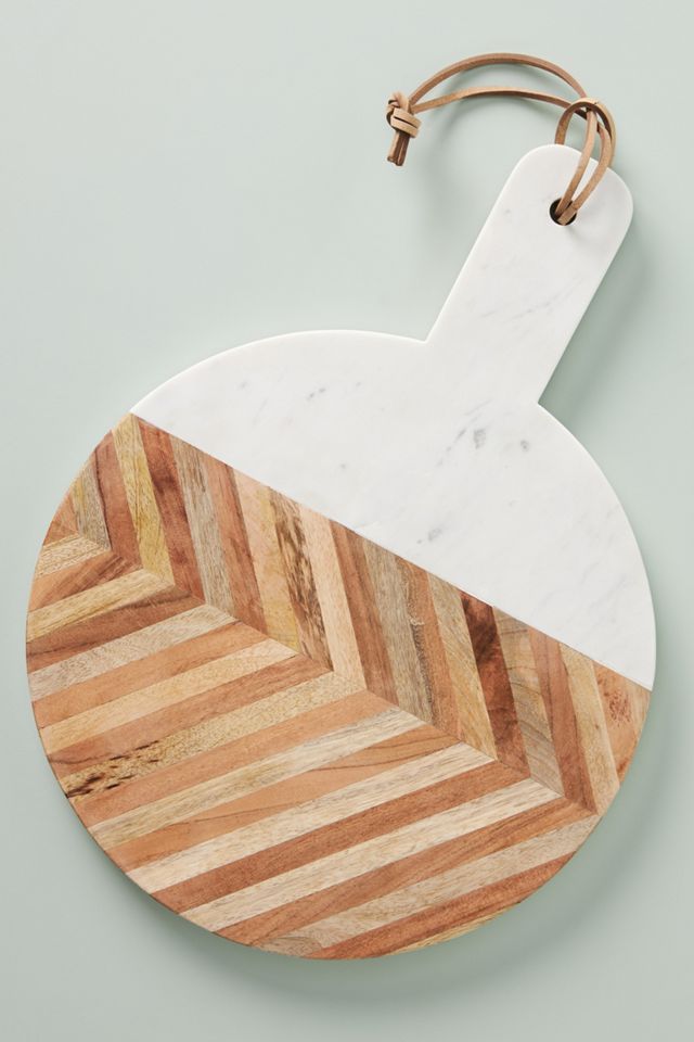 Chevron Marble Round Cheese Board #1