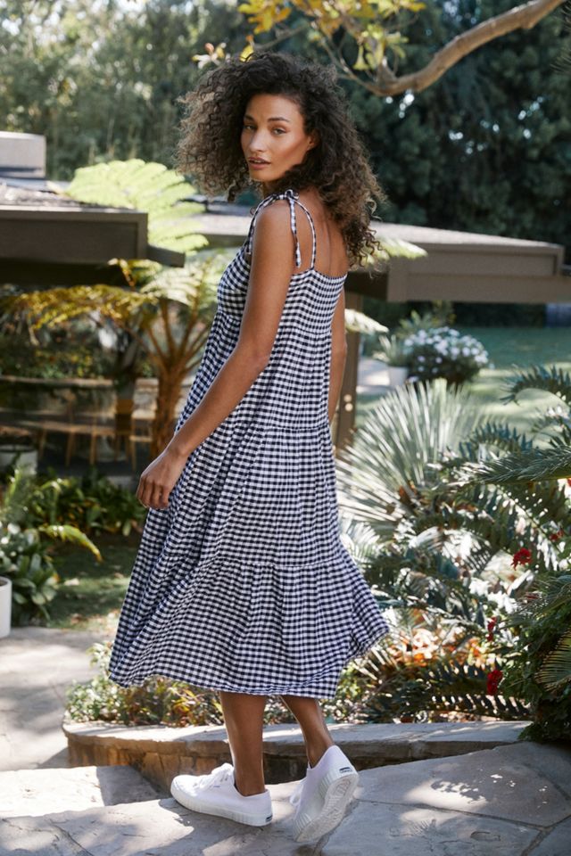 Gingham Tiered Cover-Up Midi Dress #1