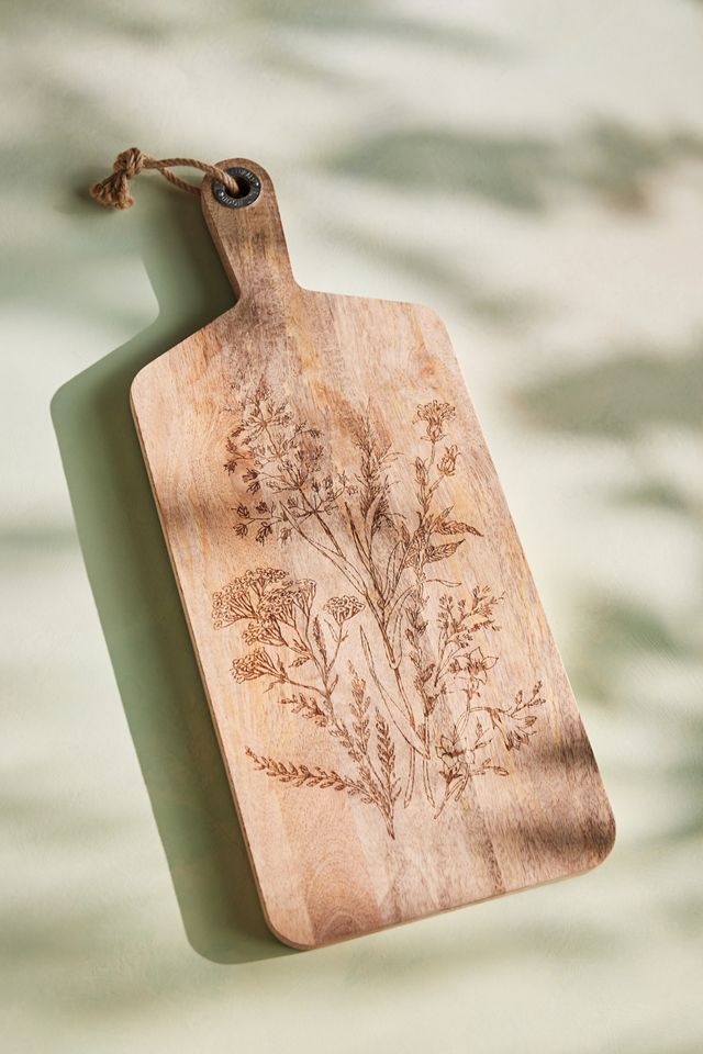 Wildflower Etched Wood Cutting Board #1