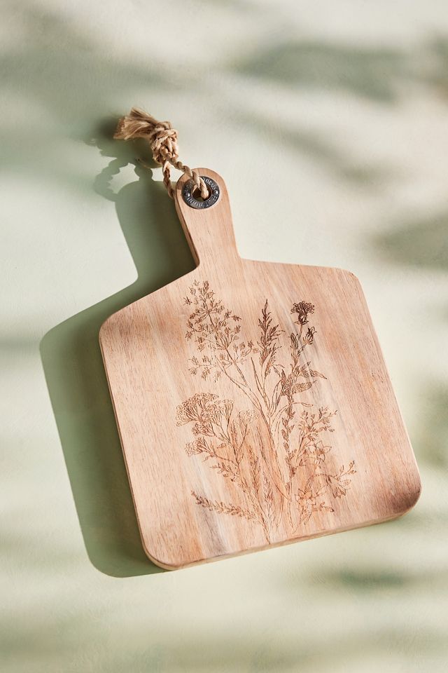 Wildflower Etched Wood Cutting Board #2