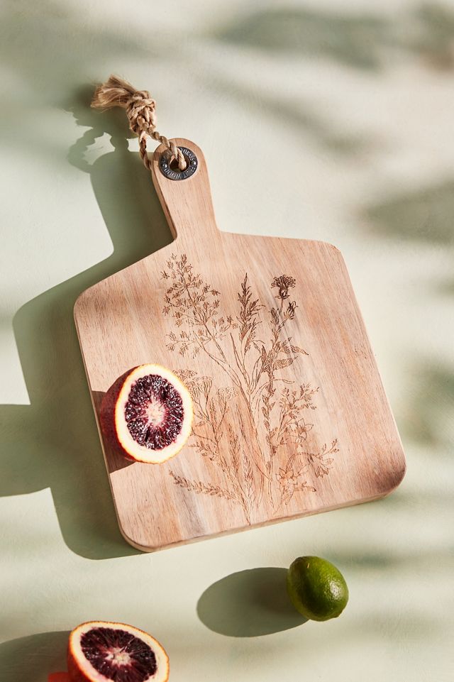 Wildflower Etched Wood Cutting Board #4