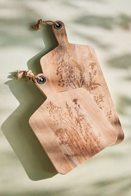 Wildflower Etched Wood Cutting Board