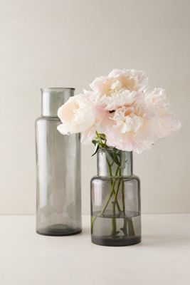 Smoky Recycled Glass Column Vase