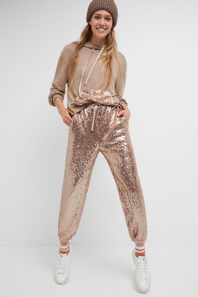 Anthropologie store sequin joggers