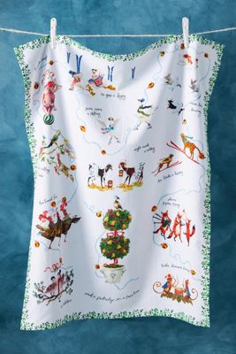 Inslee Fariss Twelve Days of Christmas Menagerie Dish Towel