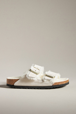 Birkenstock Arizona Shearling-lined Sandals In White