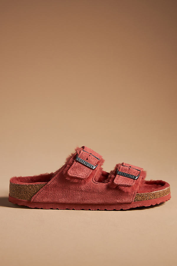 Birkenstock Arizona Shearling-lined Sandals In Red