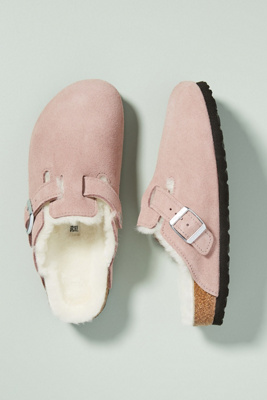 shearling lined birkenstock clogs