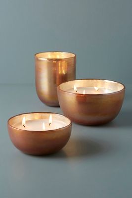 Gleaming Copper Glass Candle
