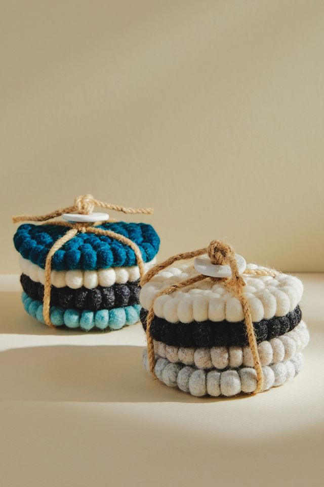Heartfelt by Anthropologie Felted Wool Coasters, Set of 4