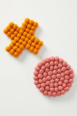 Heartfelt by Anthropologie XO Felted Wool Trivets, Set of 2