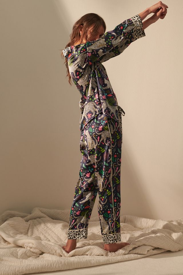 Karen Mabon Silky Snow Leopard Pajama Set | Anthropologie