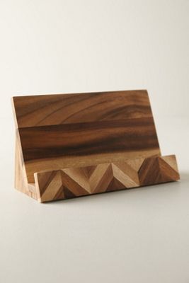 Herringbone Wood Tablet Holder
