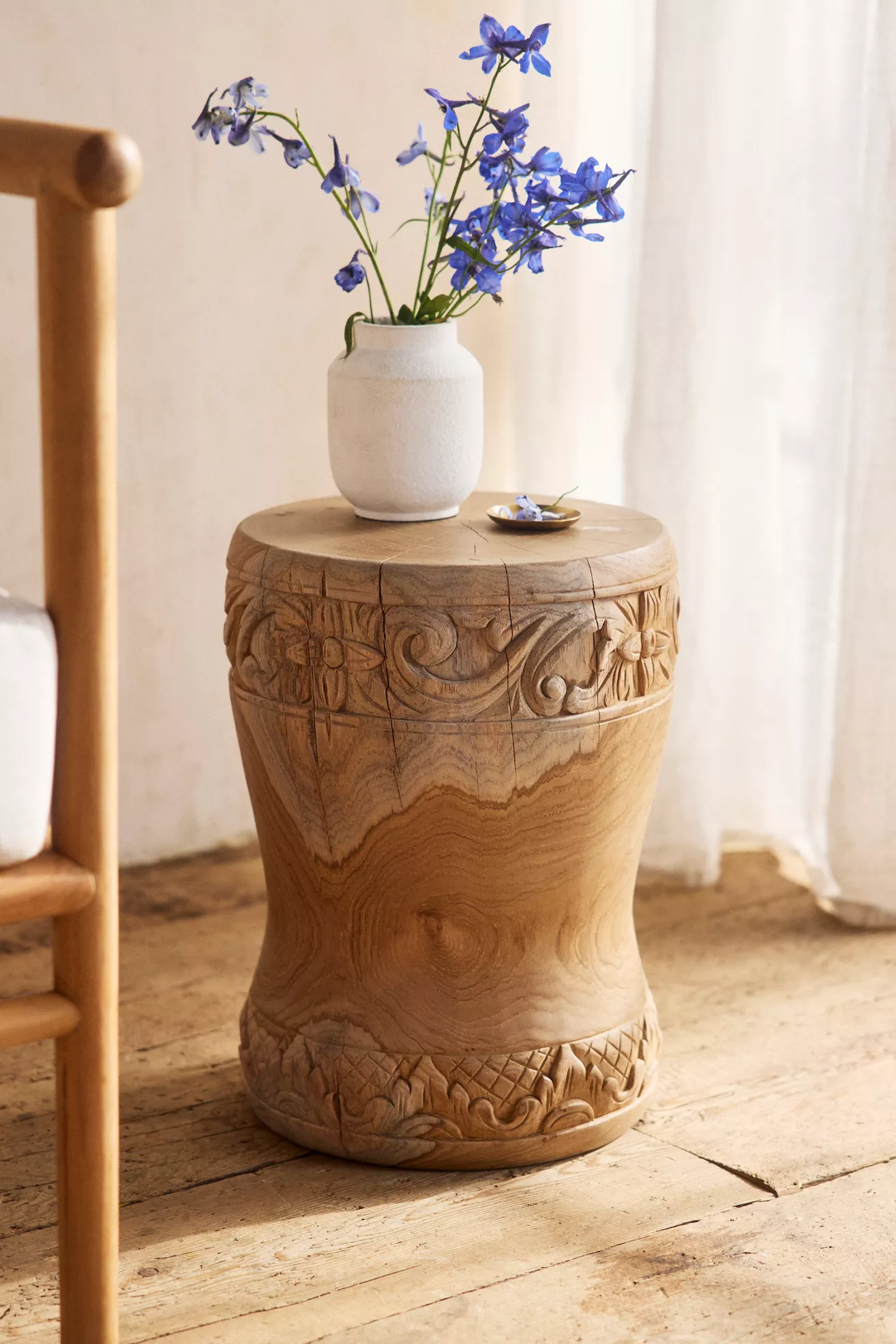 Carved Teak Stool - thumbnail 3
