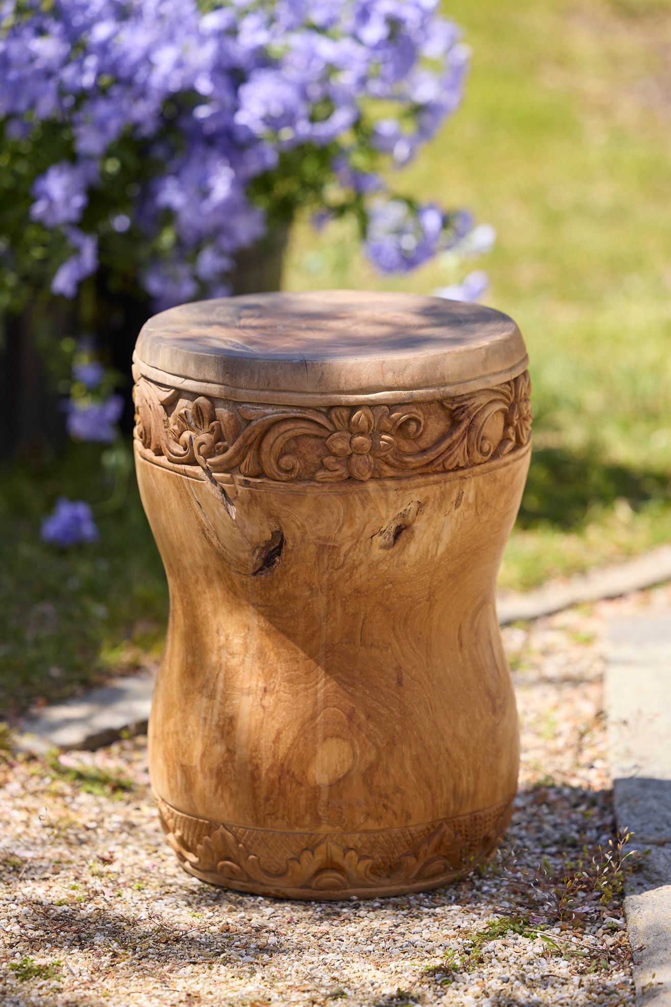 Carved Teak Stool - Multi, One Size