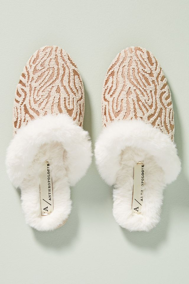 Alexis Beaded Zebra Slippers #1