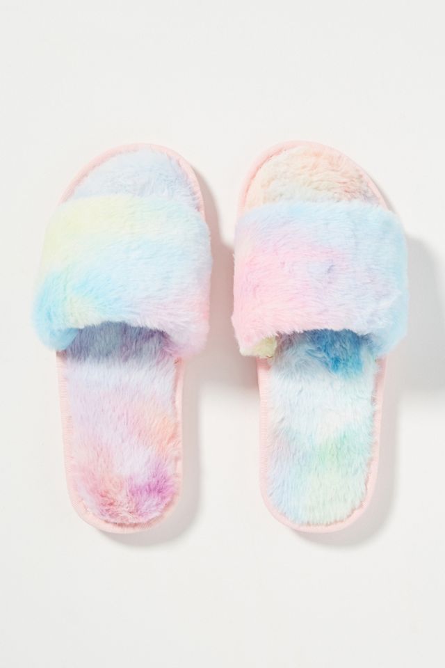 Leila Tie-Dye Faux Fur Slippers #1