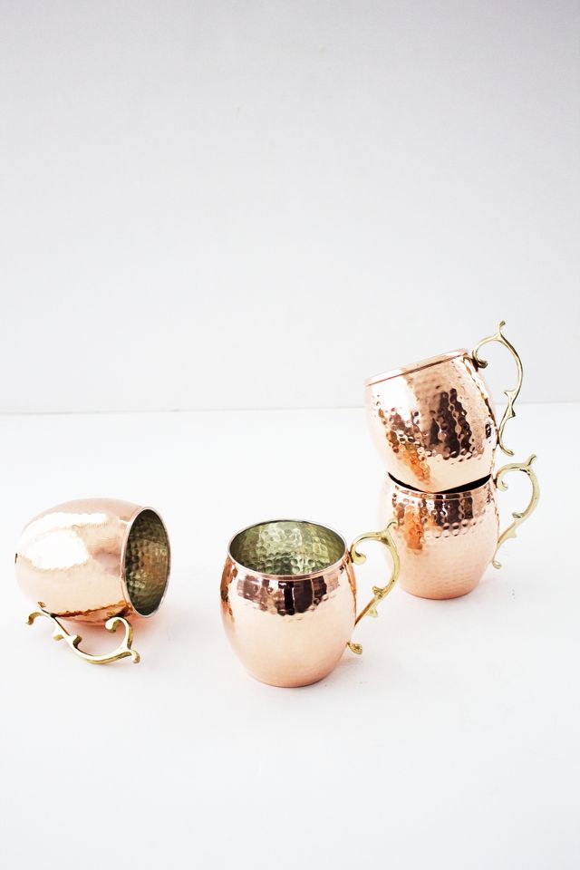 Vintage-Inspired Copper Moscow Mule Mugs with Handcrafted Handle