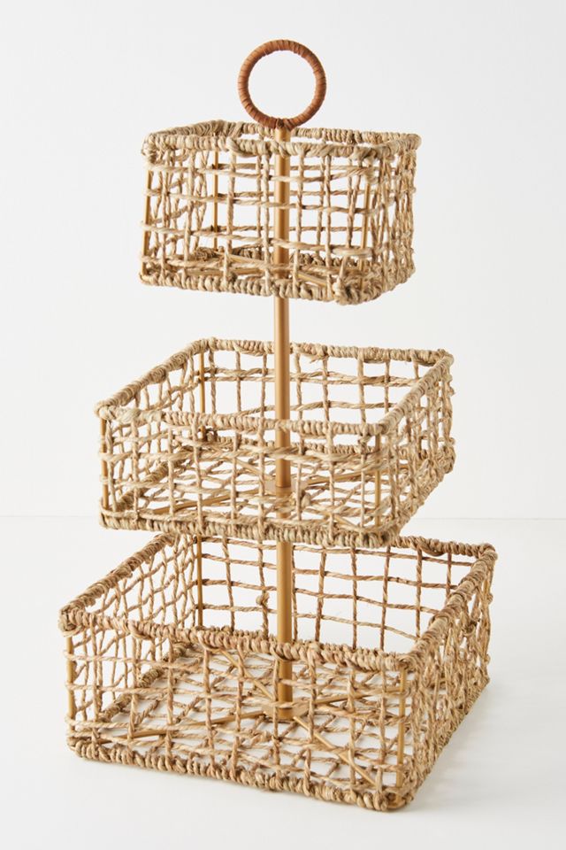 Woven Seagrass Three-Tier Fruit Basket #1