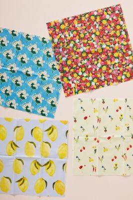 Patterned Beeswax Food Wraps, Set of 4