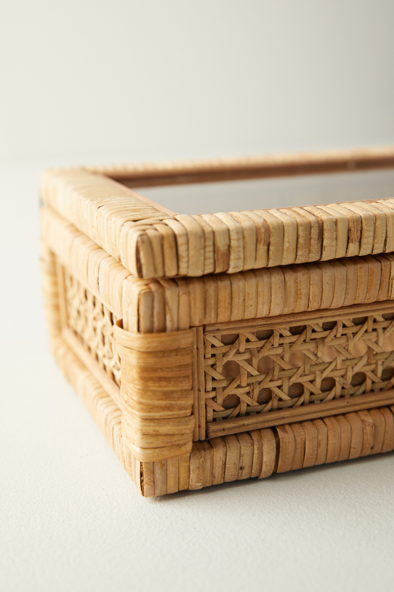 Rattan Box with Glass Lid