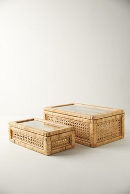 Rattan Box with Glass Lid